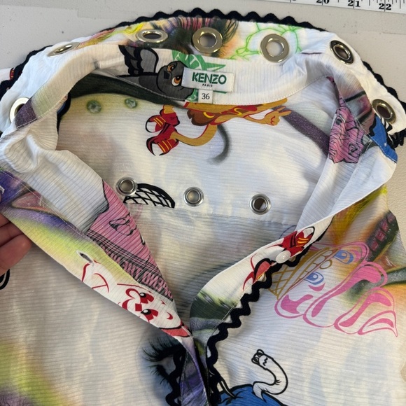 Kenzo Paris Multicolor Graphic Print Shirt Statement Short Sleeve Button Down 36 - Picture 8 of 13